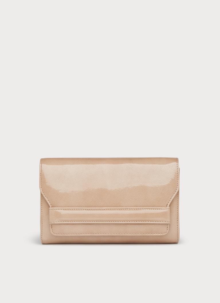 Mini Ella Beige Patent Clutch Bag